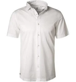 Jacques Britt Hemd Siena 856180/01 Kurzarmhemd, Baumwoll-Piqué, Weiß