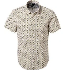 BOSS Hemd Rash 50425268/723 Kurzarmhemd, Regular Fit, Popeline, Gelb gemustert, Gelb