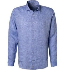 Jacques Britt Hemd Siena 856200/11 Perfect Fit, Reines Leinen, Blau meliert, Blau