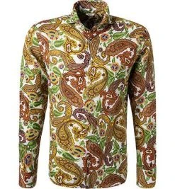 Stenströms Hemd 675221/7989/001 Fitted Body, Reines Leinen, Multicolour gemustert, Multicolor