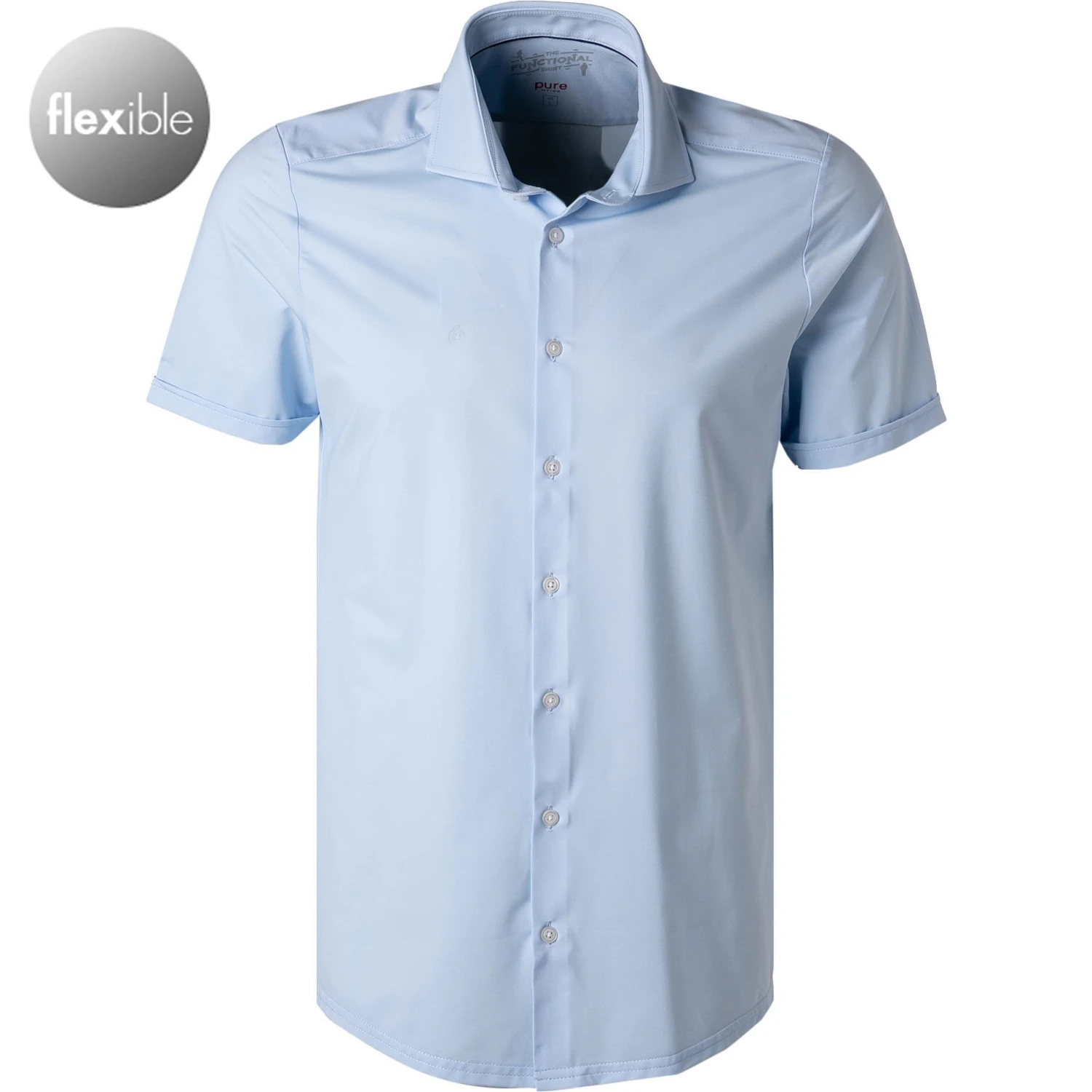 PURE Hemd 4030-22750/100 Kurzarmhemd, Funktionsmaterial, Hellblau meliert, Hellblau 1 PURE Hemd 4030-22750/100 Kurzarmhemd, Funktionsmaterial, Hellblau meliert, Hellblau