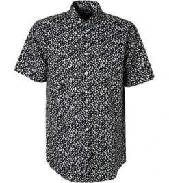 Seidensticker Hemd 193981/19 Kurzarmhemd, Regular Fit, Popeline, Dunkelblau gemustert, Dunkelblau