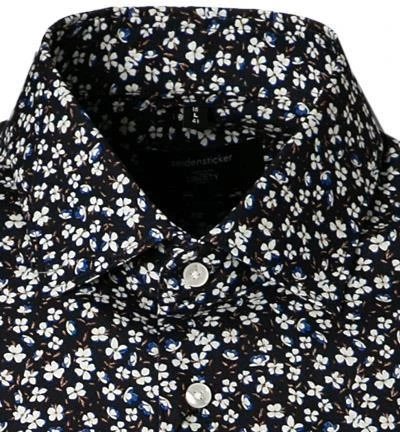 Seidensticker Hemd 193981/19 Kurzarmhemd, Regular Fit, Popeline, Dunkelblau gemustert, Dunkelblau 2 Seidensticker Hemd 193981/19 Kurzarmhemd, Regular Fit, Popeline, Dunkelblau gemustert, Dunkelblau – Bild 2