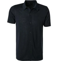 roberto collina Hemd RC10025/10 Kurzarmhemd, Baumwoll-Strick, Marineblau