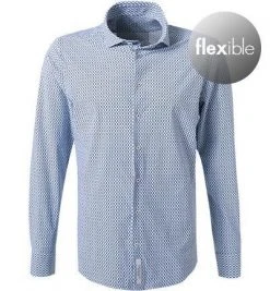 Jacques Britt Hemd Siena 856060/13 Jersey, Hellblau gemustert, Hellblau-dunkelblau