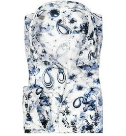 Jacques Britt Hemd Siena 856120/15 Perfect Fit, Popeline, Weiß-blau gemustert, Weiß-blau