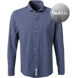 Jacques Britt Hemd Siena 856070/18 Jersey, Dunkelblau gemustert, Dunkelblau-weiß