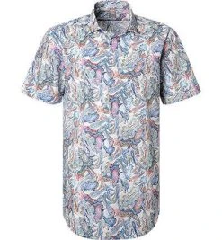 Jacques Britt Hemd Como 1/2 836491/41 Kurzarmhemd, Custom Fit, Popeline, Multicolor gemustert, Multicolor