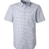 Jacques Britt Hemd Messina 1/2 836181/15 Kurzarmhemd, Custom Fit, Popeline, Blau gemustert, Blau-weiß