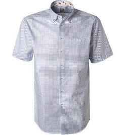 Jacques Britt Hemd Treviso Mix WP 1/2 836111/11 Kurzarmhemd, Custom Fit, Twill, Blau-weiß kariert, Blau-weiß