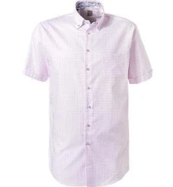 Jacques Britt Hemd Treviso Mix WP 1/2 836431/40 Kurzarmhemd, Custom Fit, Twill, Rosa-weiß kariert, Rosa