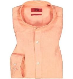 HUGO Hemd Elvorini 50426520/830 Extra Slim Fit, Reines Leinen, Lachs