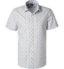 OLYMP Level Five Body Fit 2021/52/00 Kurzarmhemd, Popeline, Weiß gemustert, Weiß