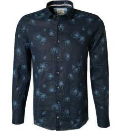 OLYMP Casual Level Five Body Fit 3102/54/18 Hemd, Casual Body Fit, Reines Leinen, Marine gemustert, Marine