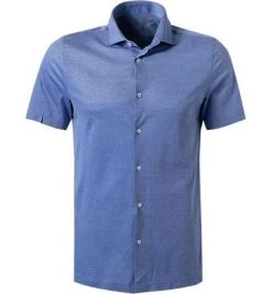 Jacques Britt Hemd Siena 856180/12 Kurzarmhemd, Baumwoll-Piqué, Blau