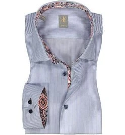 Jacques Britt Hemd Como Mix 866210/13 Slim Fit, Baumwolle, Blau-weiß gestreift, Blau