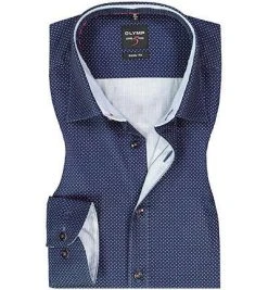 OLYMP Level Five Body Fit 69EL 2065/59/35 Hemd, Baumwolle, Extra langer Arm, Dunkelblau-rot gemustert, Rot