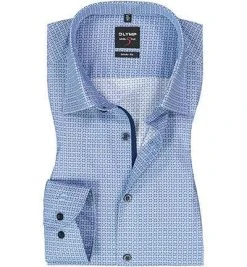 OLYMP Level Five Body Fit 69EL 2035/59/11 Hemd, Baumwolle, Extra langer Arm, Bleu gemustert, Bleu