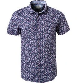 OLYMP Casual Level Five Body Fit 3021/52/18 Kurzarmhemd, Popeline, Marineblau gemustert, Marine