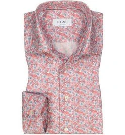 ETON Hemd 1000/01465/45 Contemporary Fit, Twill, Lachs gemustert, Lachs-grau