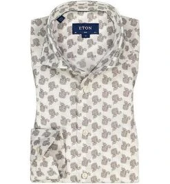 ETON Hemd 1000/00924/35 Slim Fit, Baumwolle, Bordeaux-weiß gemustert, Braun-weiß