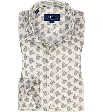 ETON Hemd 1000/00924/35 Slim Fit, Baumwolle, Bordeaux-weiß gemustert, Braun-weiß 1 ETON Hemd 1000/00924/35 Slim Fit, Baumwolle, Bordeaux-weiß gemustert, Braun-weiß