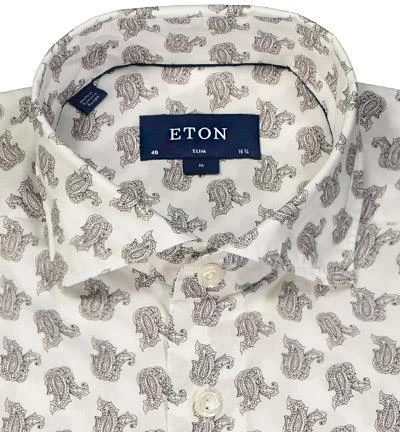 ETON Hemd 1000/00924/35 Slim Fit, Baumwolle, Bordeaux-weiß gemustert, Braun-weiß 2 ETON Hemd 1000/00924/35 Slim Fit, Baumwolle, Bordeaux-weiß gemustert, Braun-weiß – Bild 2