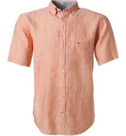 Fynch-Hatton Hemd 1120 6091/6095 Kurzarmhemd, Casual Fit, Reines Leinen, Orange meliert, Orange