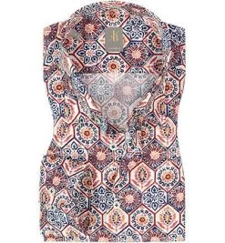 Jacques Britt Hemd Messina 836230/24 Custom Fit, Baumwolle, Rotbraun gemustert, Beige