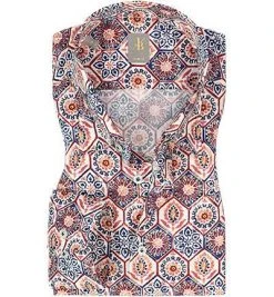 Jacques Britt Hemd Messina 866230/24 Slim Fit, Baumwolle, Rotbraun gemustert, Biege