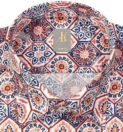 Jacques Britt Hemd Messina 866230/24 Slim Fit, Baumwolle, Rotbraun gemustert, Biege 2 Jacques Britt Hemd Messina 866230/24 Slim Fit, Baumwolle, Rotbraun gemustert, Biege – Bild 2