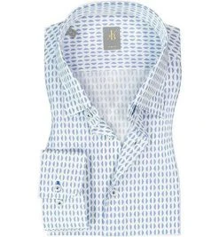 Jacques Britt Hemd Messina 866180/15 Slim Fit, Baumwolle, Blau-weiß gemustert, Blau