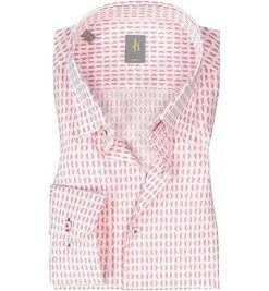 Jacques Britt Hemd Messina 866180/44 Slim Fit, Baumwolle, Rot-weiß gemustert, Rot