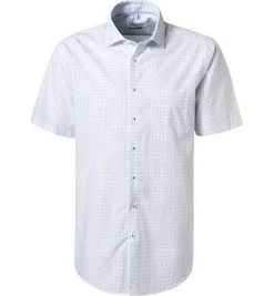 Seidensticker Hemd 196129/12 Kurzarmhemd, Regular Fit, Popeline, Weiß gemustert, Weiß