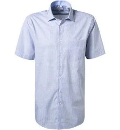 Seidensticker Hemd 696131/12 Kurzarmhemd, Slim Fit, Popeline, Hellblau kariert, Hellblau-weiß