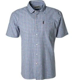 Barbour Hemd Country summer sky MSH4747BL32 Kurzarmhemd, Regular Fit, Leinen-Baumwolle, Hellblau-rot kariert