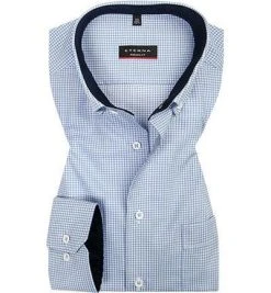 ETERNA Hemd 3720/X14U/12 Modern Fit, Baumwolle, Hellblau kariert, Hellblau