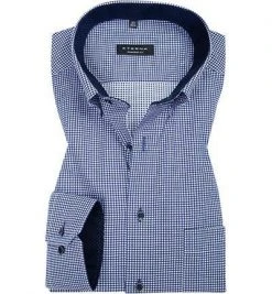 ETERNA Hemd 3720/E14L/17 Comfort Fit, Baumwolle, Dunkelblau kariert, Blau