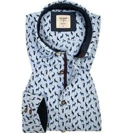 OLYMP Casual Level Five Body Fit 3904/64/11 Hemd, Baumwolle, Bleu gemustert, Bleu