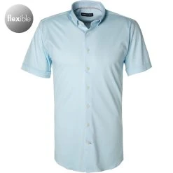 rosso e nero Hemd 3500/0/10 Kurzarmhemd, Tailored Fit, Jersey, Hellblau