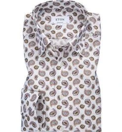 ETON Hemd 1000/01435/35 Contemporary Fit, Baumwolle, Braun-weiß gemustert, Weiß-braun