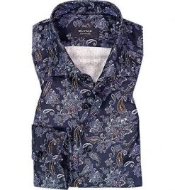 OLYMP Signature Tailored Fit 8557/64/14 Hemd, Baumwolle, Nachtblau gemustert, Nachtblau