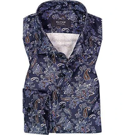 OLYMP Signature Tailored Fit 8557/64/14 Hemd, Baumwolle, Nachtblau gemustert, Nachtblau 1 OLYMP Signature Tailored Fit 8557/64/14 Hemd, Baumwolle, Nachtblau gemustert, Nachtblau