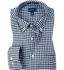 Gant Hemd 3046700/5 Regular Fit, Baumwolle, Schwarz-weiß kariert, Schwarz