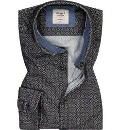 OLYMP Casual Level Five Body Fit 3020/64/53 Hemd, Casual Body Fit, Cord, Blau-maisgelb gemustert, Mais