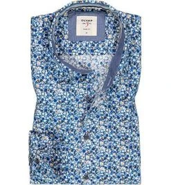 OLYMP Casual Level Five Body Fit 3010/64/18 Hemd, Casual Body Fit, Baumwolle, Marineblau gemustert, Marine