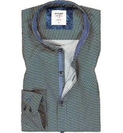 OLYMP Casual Level Five Body Fit 3038/64/53 Hemd, Casual Body Fit, Baumwolle, Blau-maisgelb gemustert, Mais