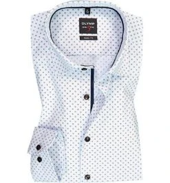 OLYMP Level Five Body Fit 69EL 2038/69/27 Hemd, Baumwolle, Extra langer Arm, Bleu-nougat gemustert , Nougat