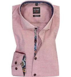 OLYMP Level Five Body Fit 69EL 2028/69/39 Hemd, Baumwolle, Extra langer Arm, Dunkelrot gemustert, Dunkelrot
