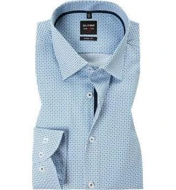 OLYMP Level Five Body Fit 69EL 2050/69/11 Hemd, Baumwolle, Extra langer Arm, Bleu-weiß gemustert, Bleu